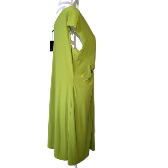 Ronni Nicole green cap sleeve gather waist Silver Buckle dress Size 16 - Picture 2 of 14